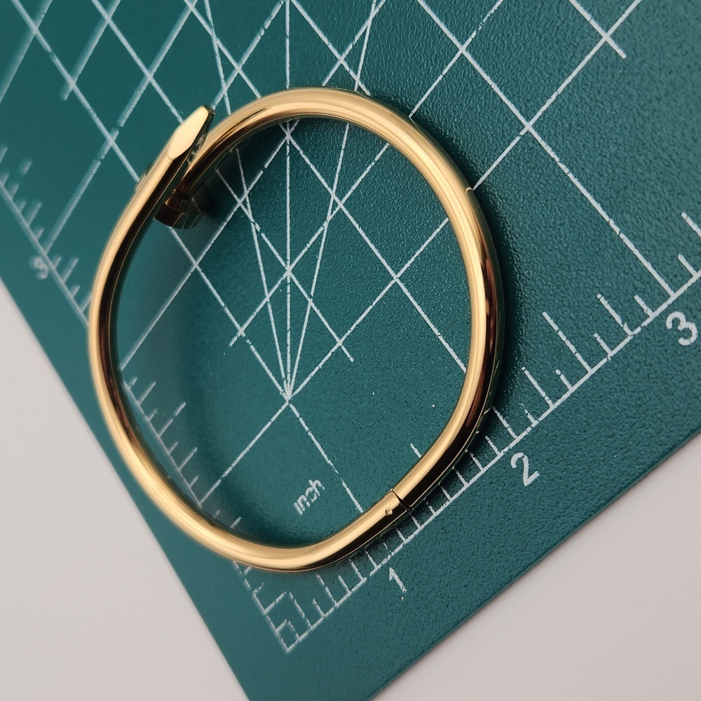 18K Gold Plated Nail Bangle | Waterproof, Tarnish Proof, Sweat & Heat Resistant - Picture 6 of 7